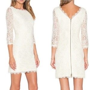 DVF Diane Von Furstenberg Zarita White Lace Shift Dress Size 6 Elegant Chic